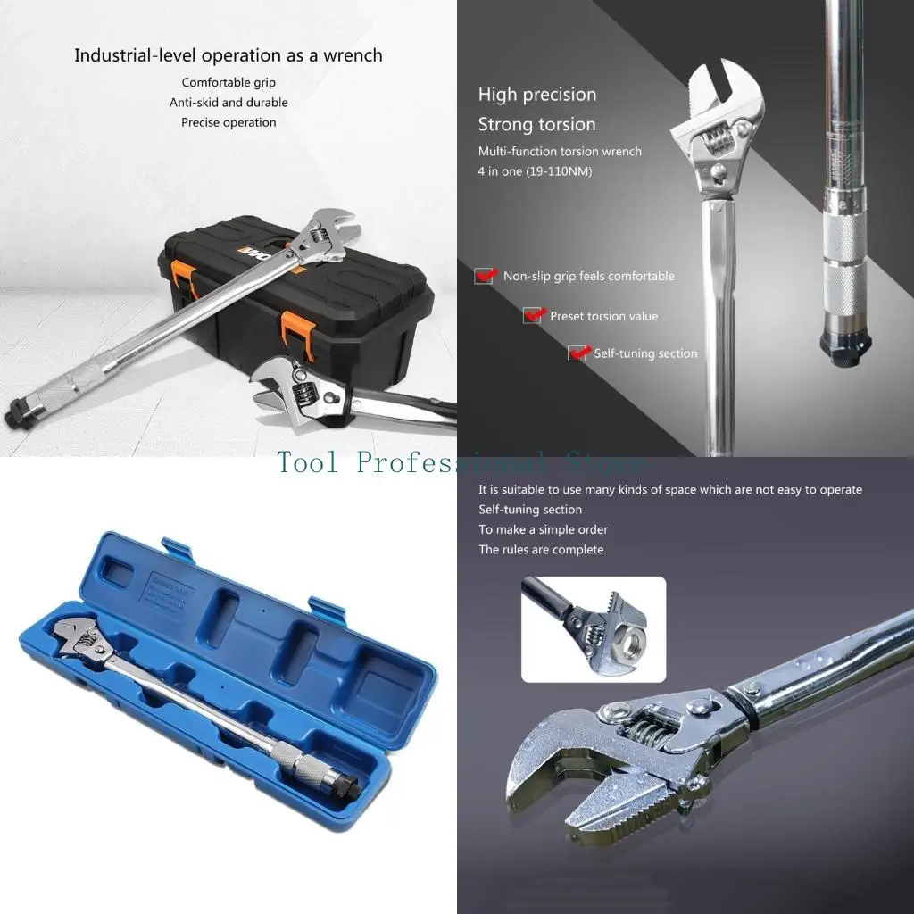 

57QF Hardened Steel Adjustable Torques Wrench Spanners for Installations Repair Maintenance Rusts Resistant Comfortable Grip