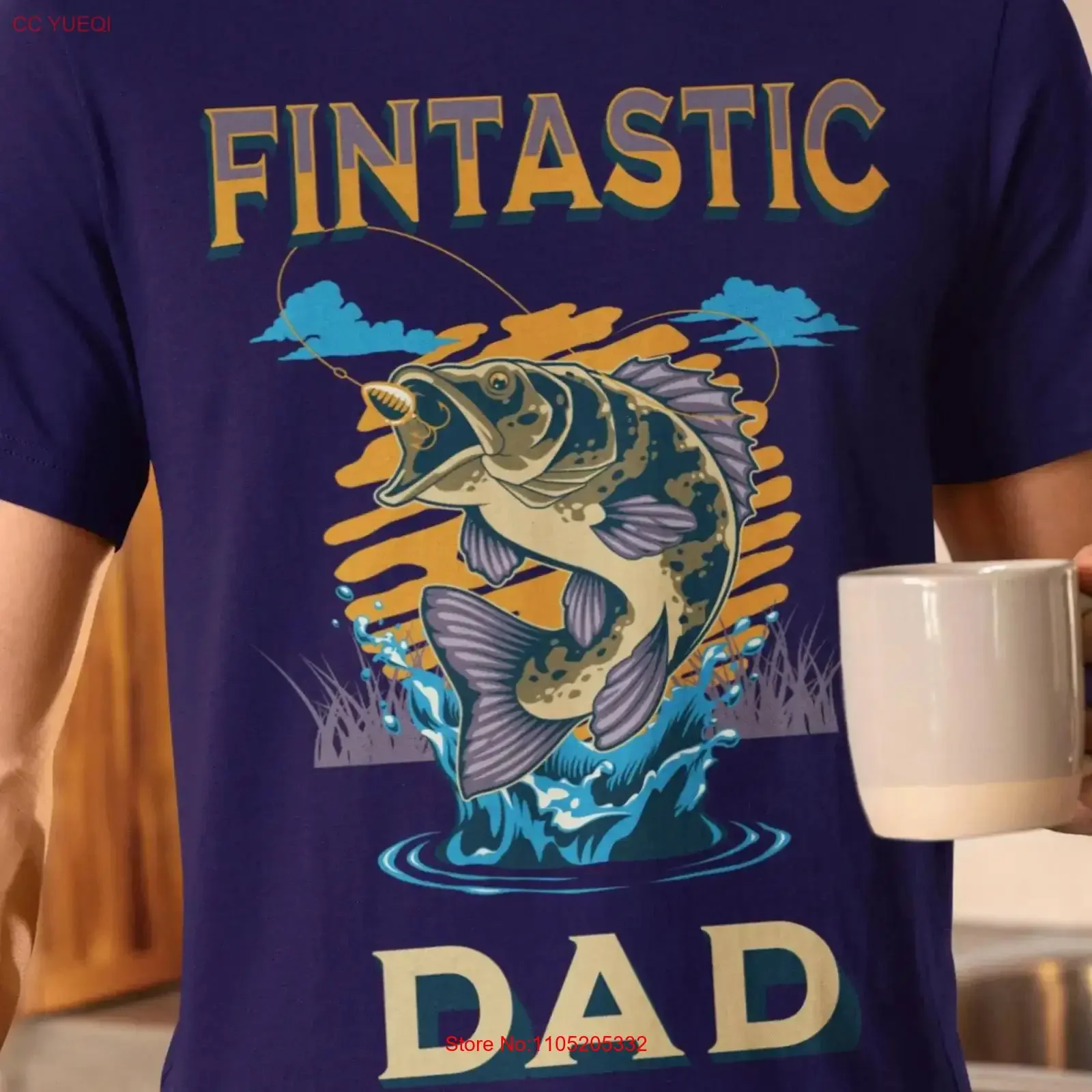 

Футболка Fathers Day Fishing Fintastic Dad, винтажная стираная дизайнерская одежда унисекс, растянутая, мягкая, удобная, дышащая