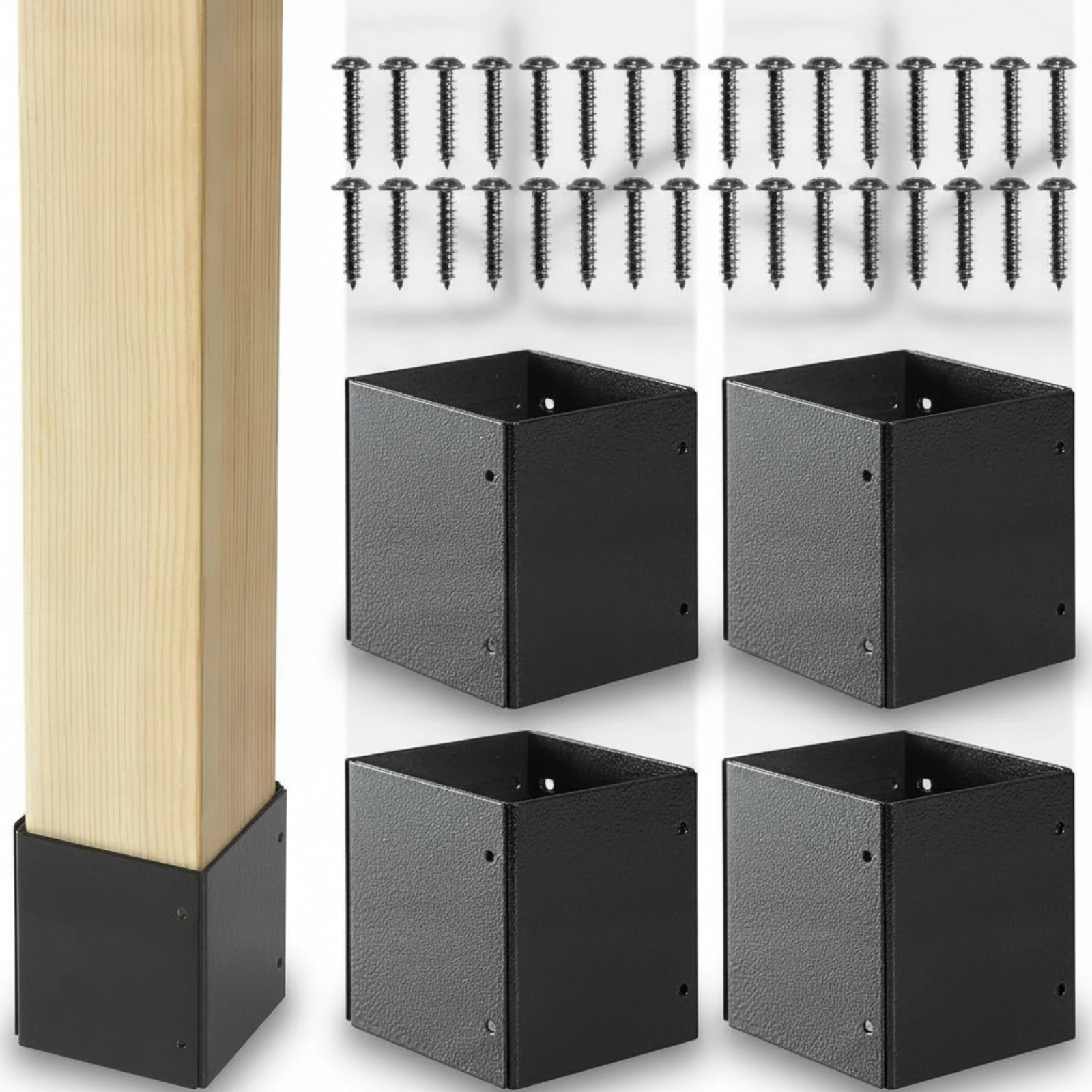 4 Pieces Adjustable Post Protector Rust Resistant Hardware for Diyers, Mailbox Posts, Deck Railings