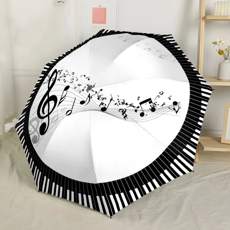Music Lovers Automatic Umbrella, Compact Design with 8 Ribs,  Outdoor Leisure and Daily Use-ideal Gift