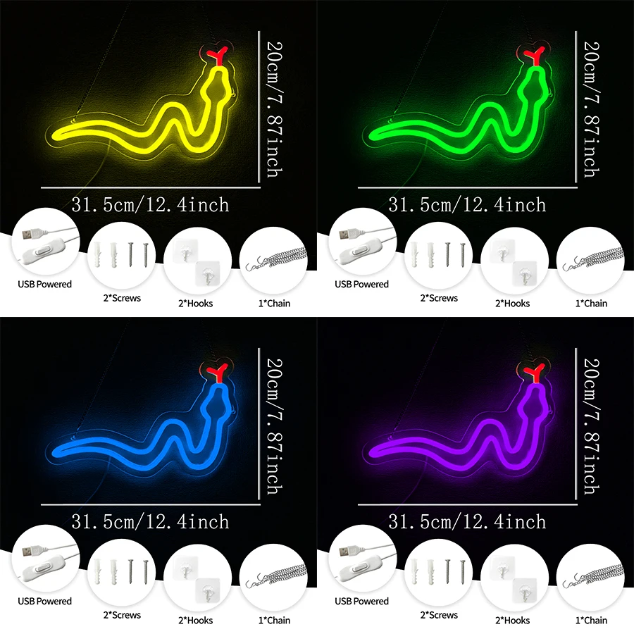 Anime Snake Led Neon Sign, Interesting Reptile Icon, Used For Bedroom Bar Game Room Club Man Cave Decor, Birthday Party Gift.