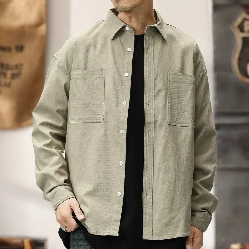 

Men Loose Casual Long Sleeve Harajuku Streetwear Cityboy Fashion Plus Size Cargo Shirts Blouses Campus Boys Oversize Shirt