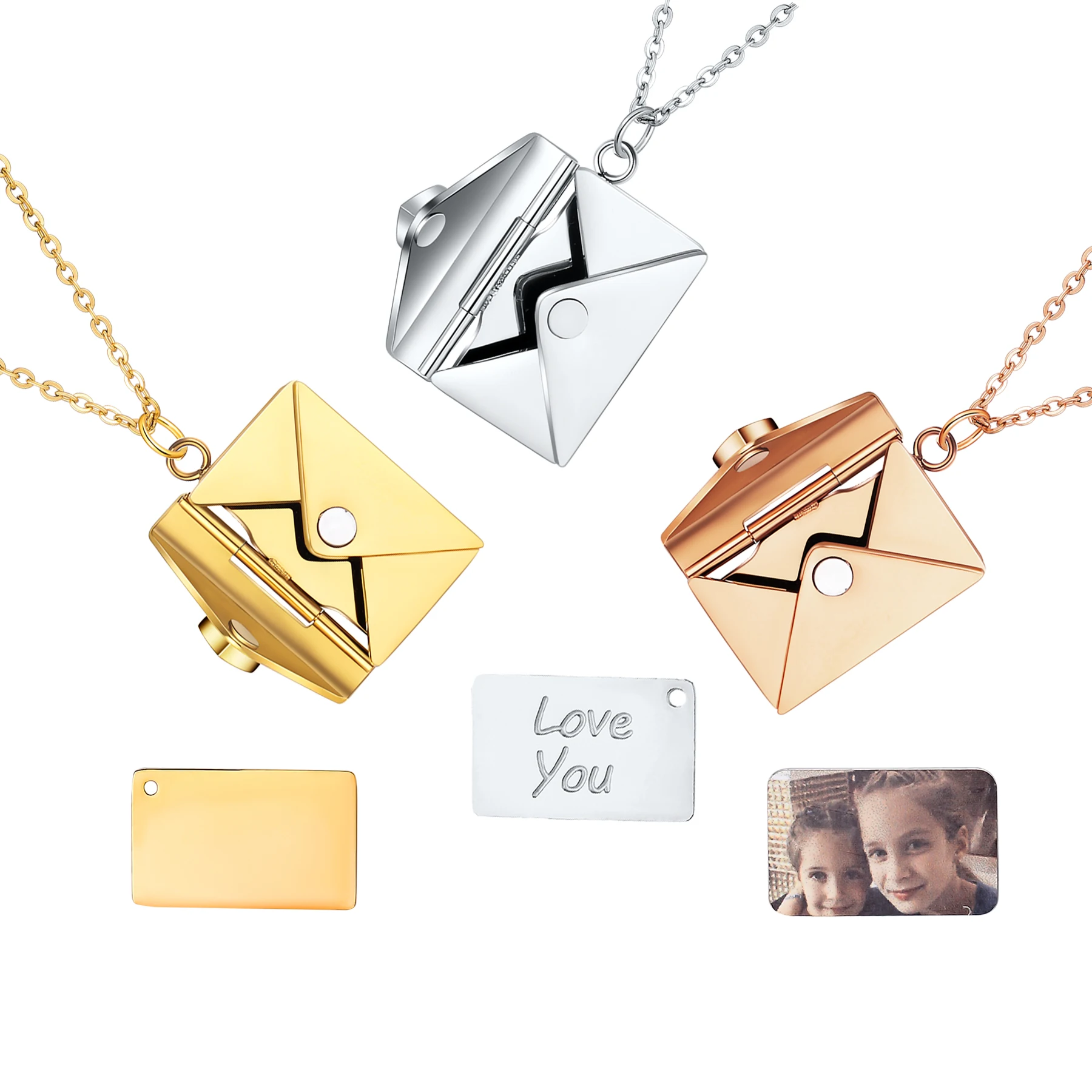 

Подвеска с фотографией «Любовь тебя» из нержавеющей стали, медальон-конверт из нержавеющей стали для женщин и мужчин, модные ювелирные изделия, подарок