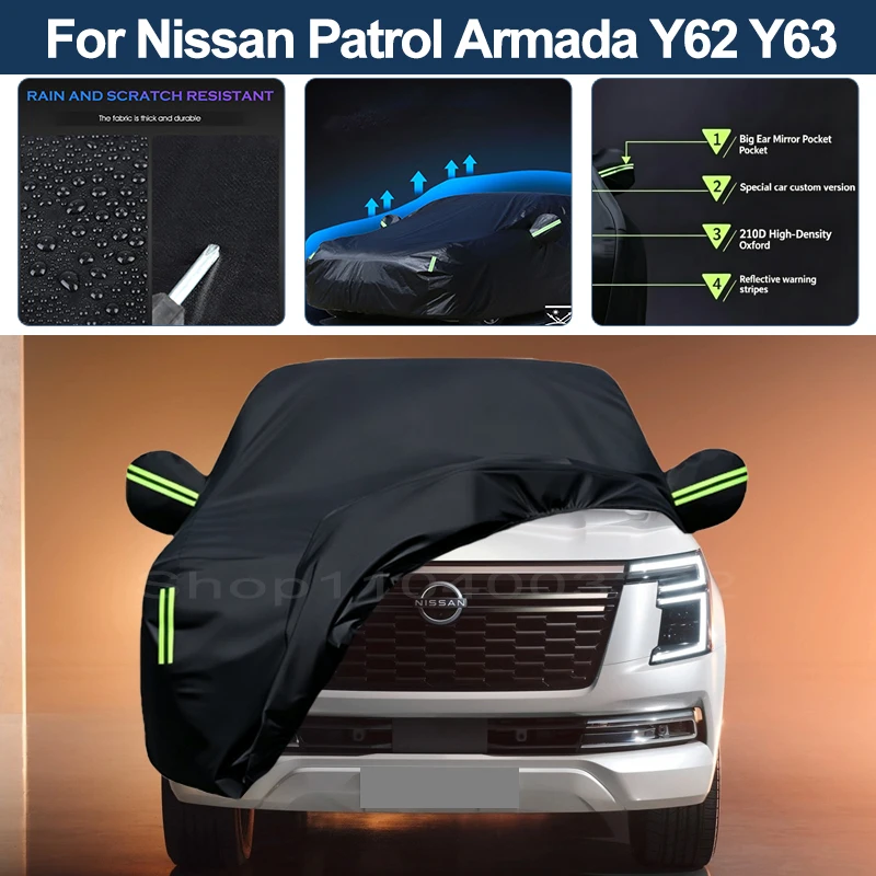 Auto Exterior Sun-Snow Protective Car Cover For Nissan Patrol Armada Y62 Y63 Waterproof Dustproof Anti-UV Outdoor Cover