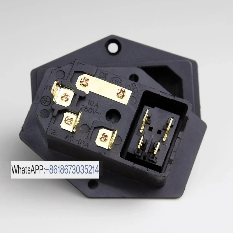 All-copper gold-plated three-in-one AC power socket tail seat with switch fuse seat fever