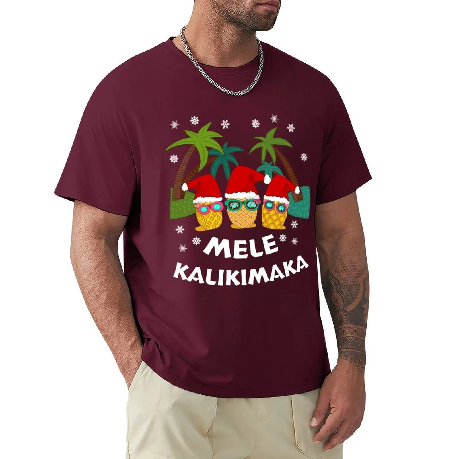 

Mele Kalikimaka - Christmas Vacation - Hawaiian Santa Christmas T-Shirt summer tops mens graphic t-shirts pack