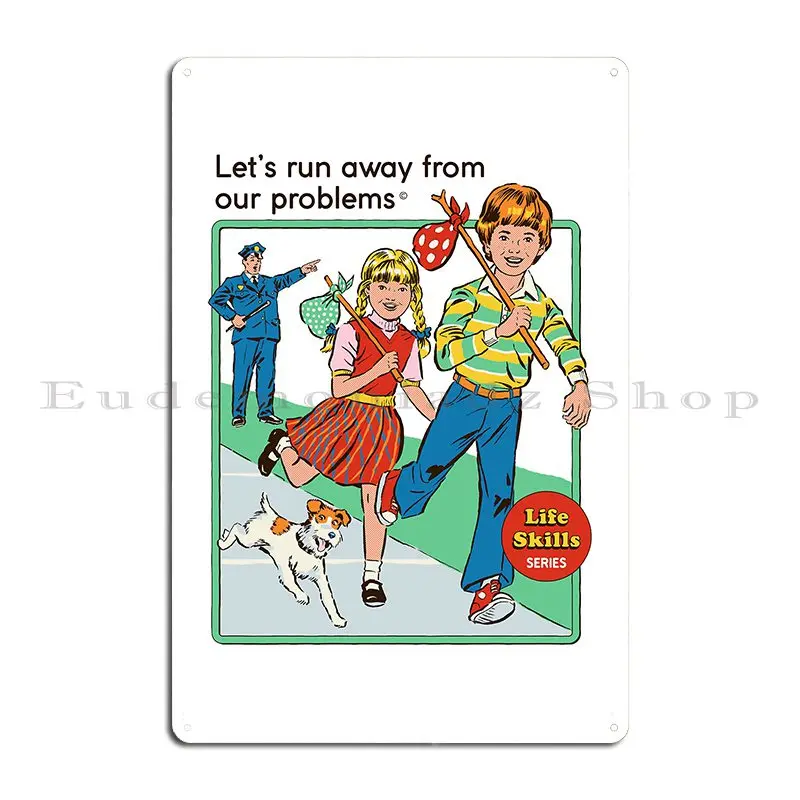 Let S Run Away Metal Plaque Decoration Club Wall Mural Painting Character Tin Sign Poster