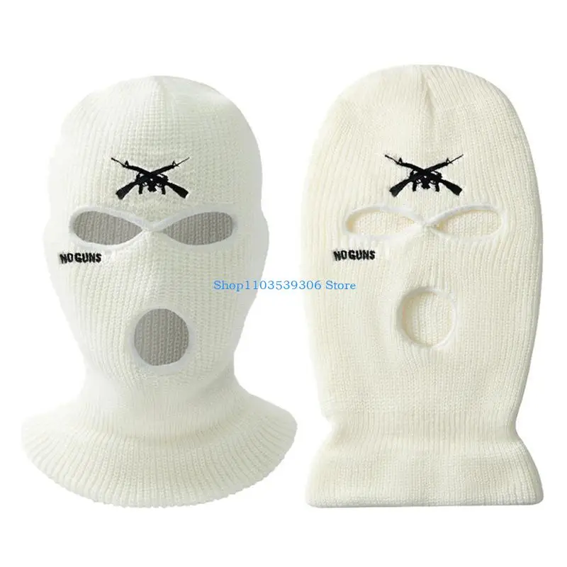 400A تأثيري العصابات القبعات ثلاثة حفرة يندبروف قناع الشتاء الدافئة على الجليد قبعة التطريز أقنعة دراجة نارية مريحة #4