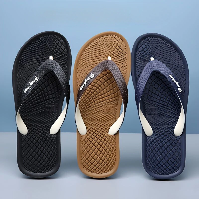 House Outdoor Flat Men\'s Shoe Indoor Walk Around Home Shiatsu Slides Flip Flops Male Slipper 2024 Fashion Comfortable Fun Pvc