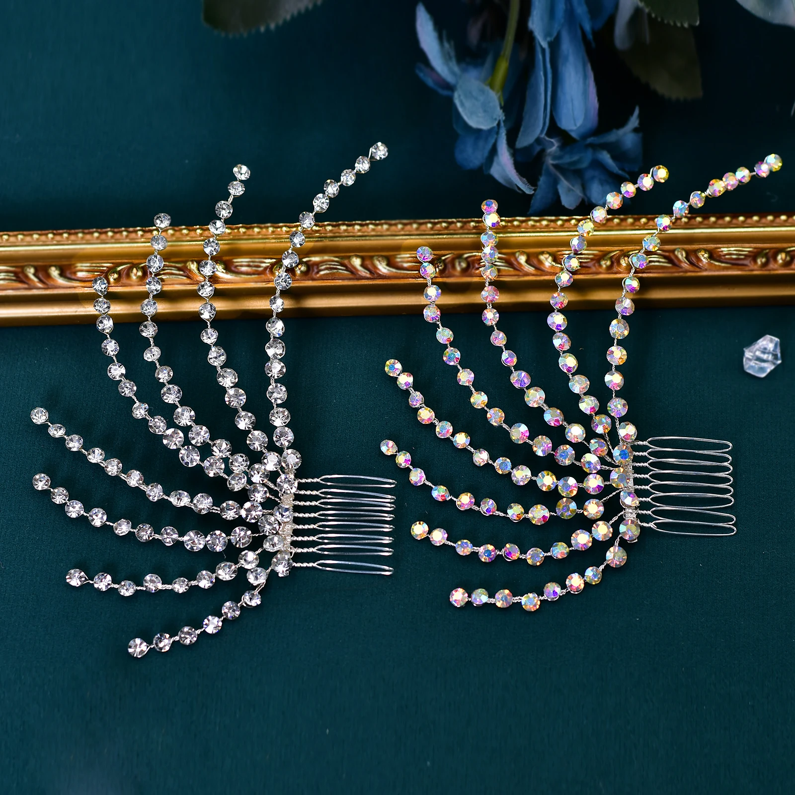 Peine para el pelo con diamantes de imitación de cristal para mujer, joyería para el cabello de novia, accesorios para el cabello de boda, horquilla de fiesta, HP563