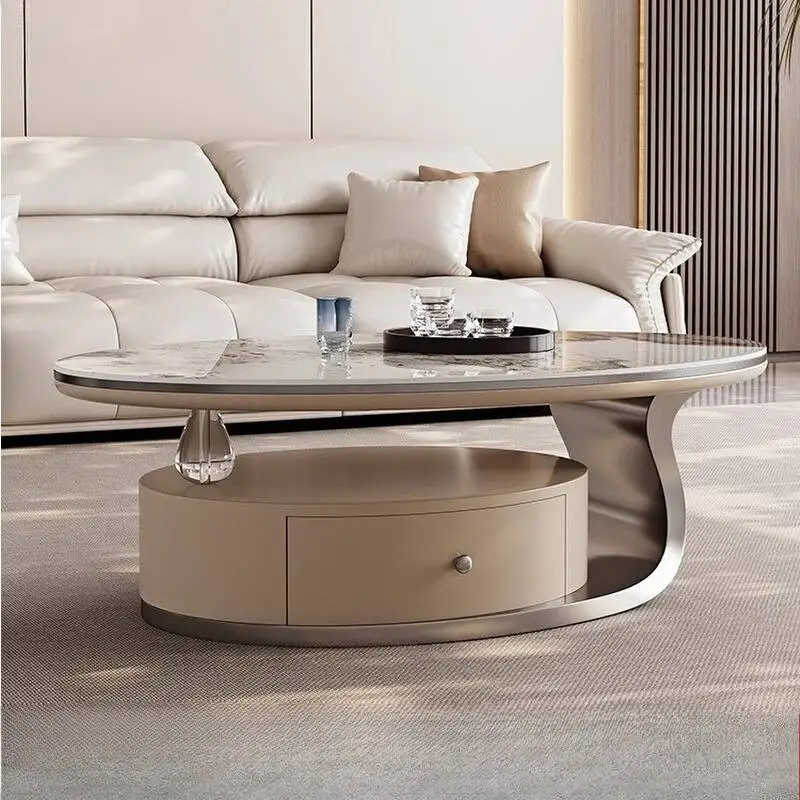 

European Irregular Coffee Table Beige Drawer Nordic Space Saving Coffee Table Luxury Center Meuble Salon Living Room Furniture