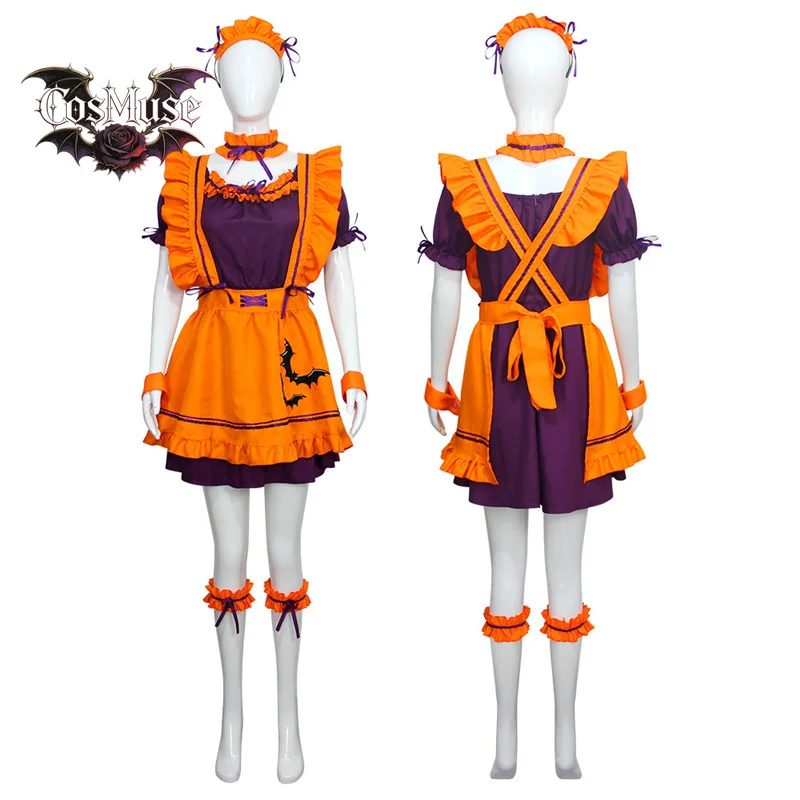 

S - 4XL 5XL Plus Size Halloween Maid Cosplay Costumes Pumpkin Suit Womens Maid Role Play Costumes Japanese Lolita Female Dress
