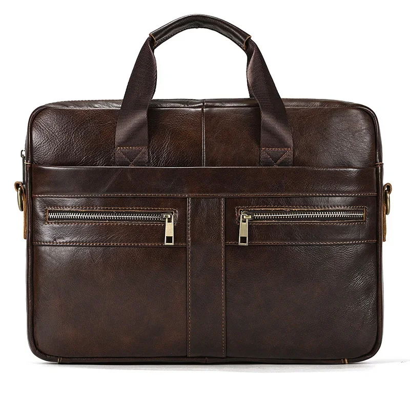 Briefcase Bag Men's Genuine Leather briefcase Male man laptop bag natural Leather for men Messenger bags men's briefcases L52