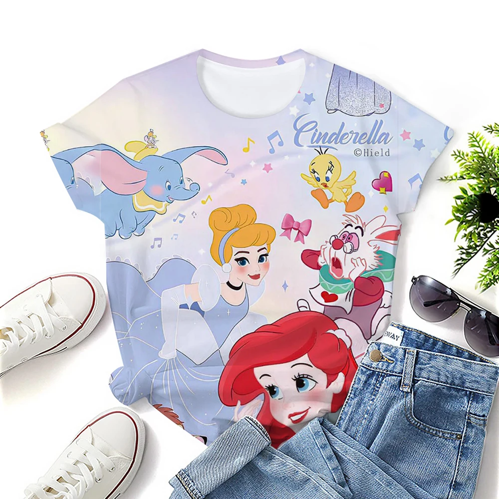 Punk Tattoo Prinzessin Elsa Anna Bedrucktes T-Shirt Cartoon Sommer Street Style T-Shirt Lustiges lässiges Damen O-Ausschnitt Loses T-Shirt