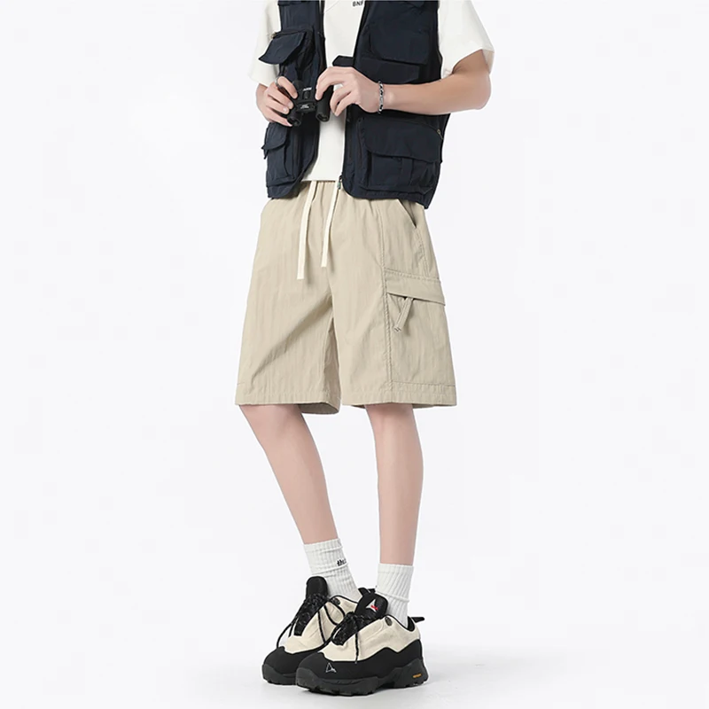 

Модные мужские шорты-карго | Эластичный шнурок на талии | Функциональные боковые карманы | Спецодежда Повседневный дизайн | Костюмы Летние прогулки