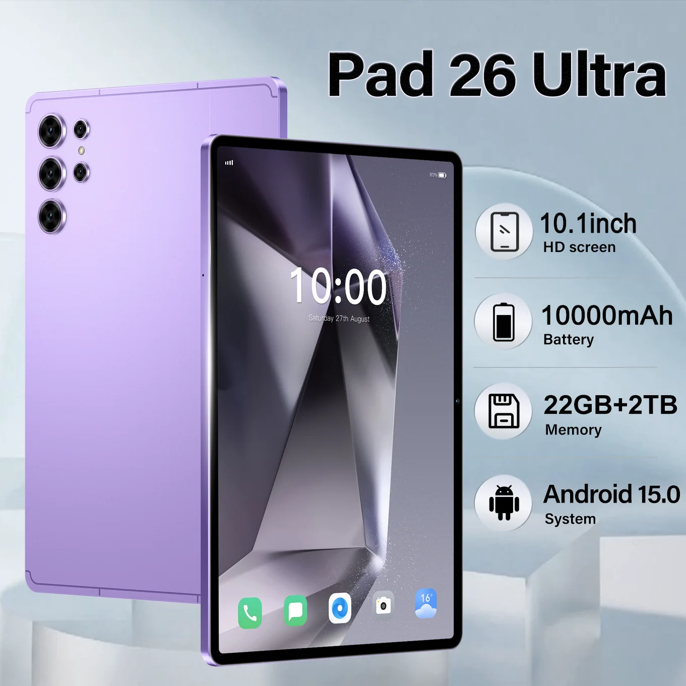 Global Version Pad 26 Ultra 10.1 inch Tablet PC HD Screen 5G 10000mAh Battery Gaming Tablet 22GB+2TB Original Android Dual SIM