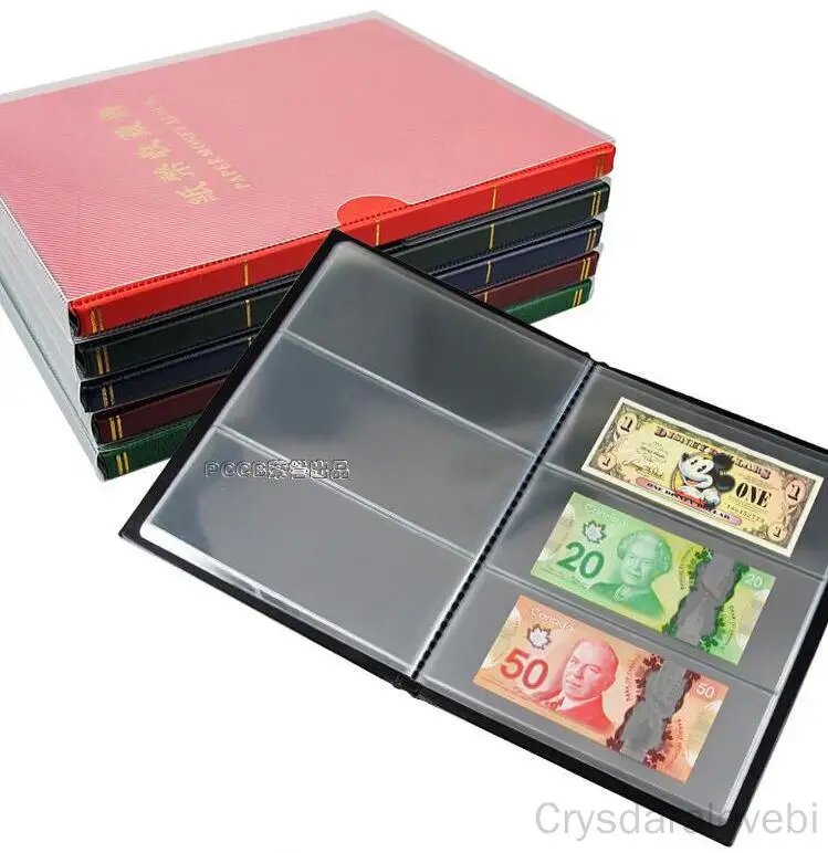 

3-lines Collection Book Paper Money Transparent Within the Black Sheets Collect 60 Pcs Less than 210*80mm Paper Money