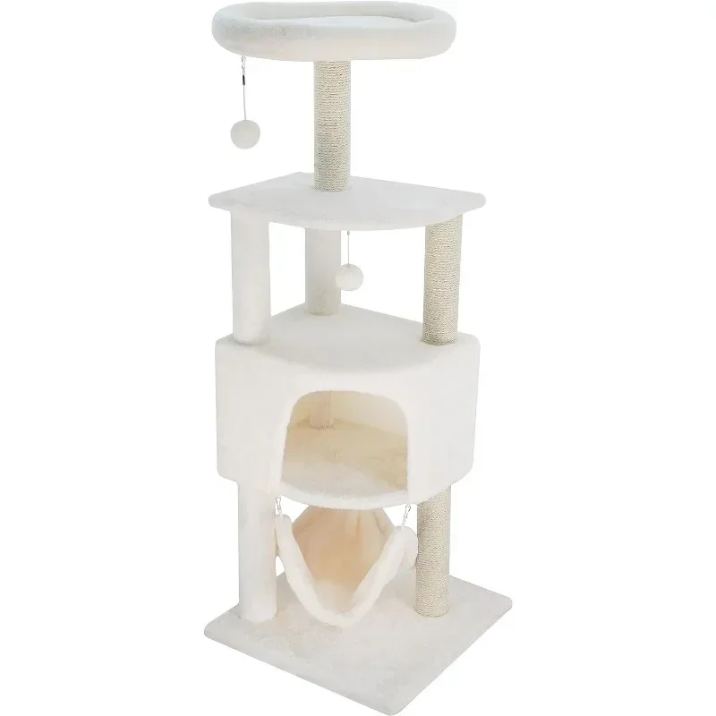 

HUITREE 45in Cat Tree Tower with Big Cat Condo for Indoor Cats,Cat Tower Activity Center Cat Furniture with Scratching Post