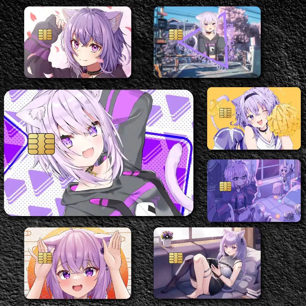 Cute N-Nekomata O-Okayu Credit Card Skin Stickers for Bank Card Bus Metro Card Sticker Waterproof Gift
