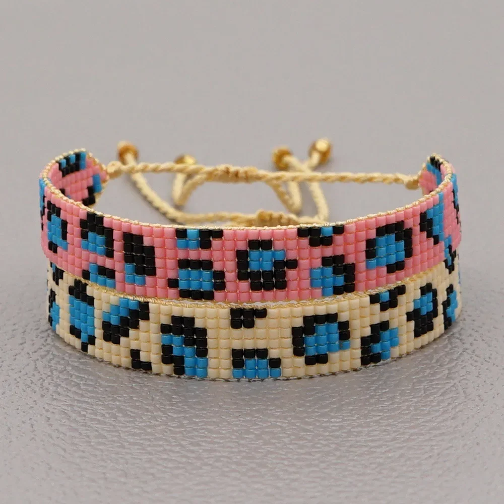 

2025 Handmade Beaded Bracelet Irregular Geometry Hand-woven Pattern Leopard Print Bohemia Fashion Adjustable Beaded Bracelet