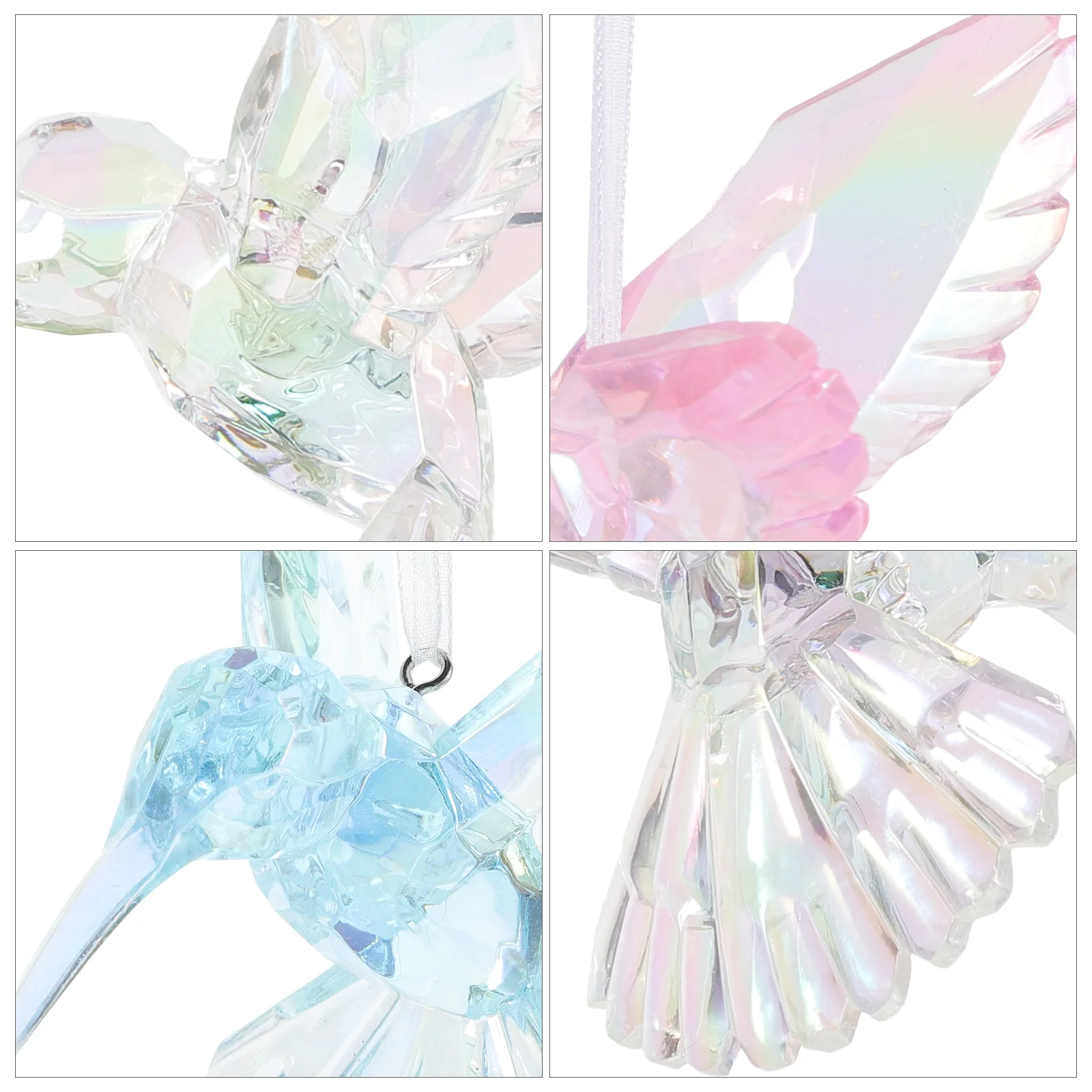 3 Pcs Crystal Bird Pendant Acrylic Ornaments Hanging Hummingbirds Flight Decoration Delicate