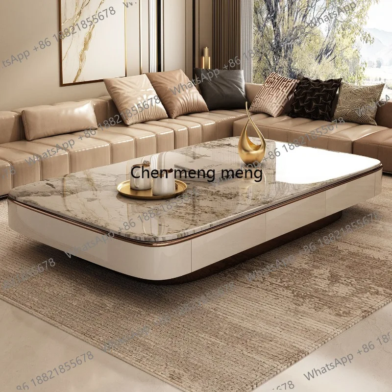 

Rock slab coffee table living room new luxury stone large tea table light luxury high-end large coffee table