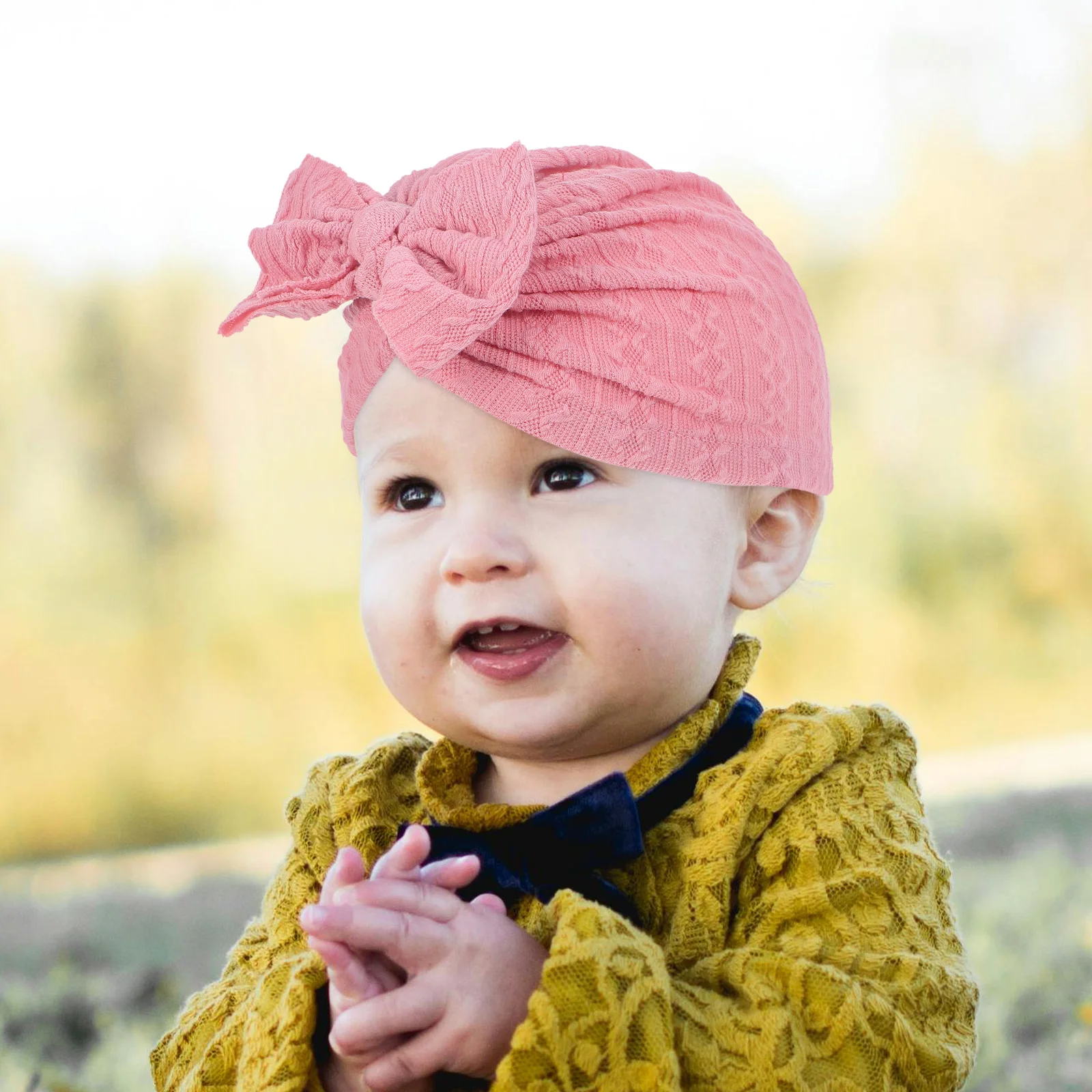 

Cute Bowknot Baby Hat Newborn Elastic Cap Infant Turban Beanie For Girls Boys Party Christmas Daily Wear Soft Comfortable