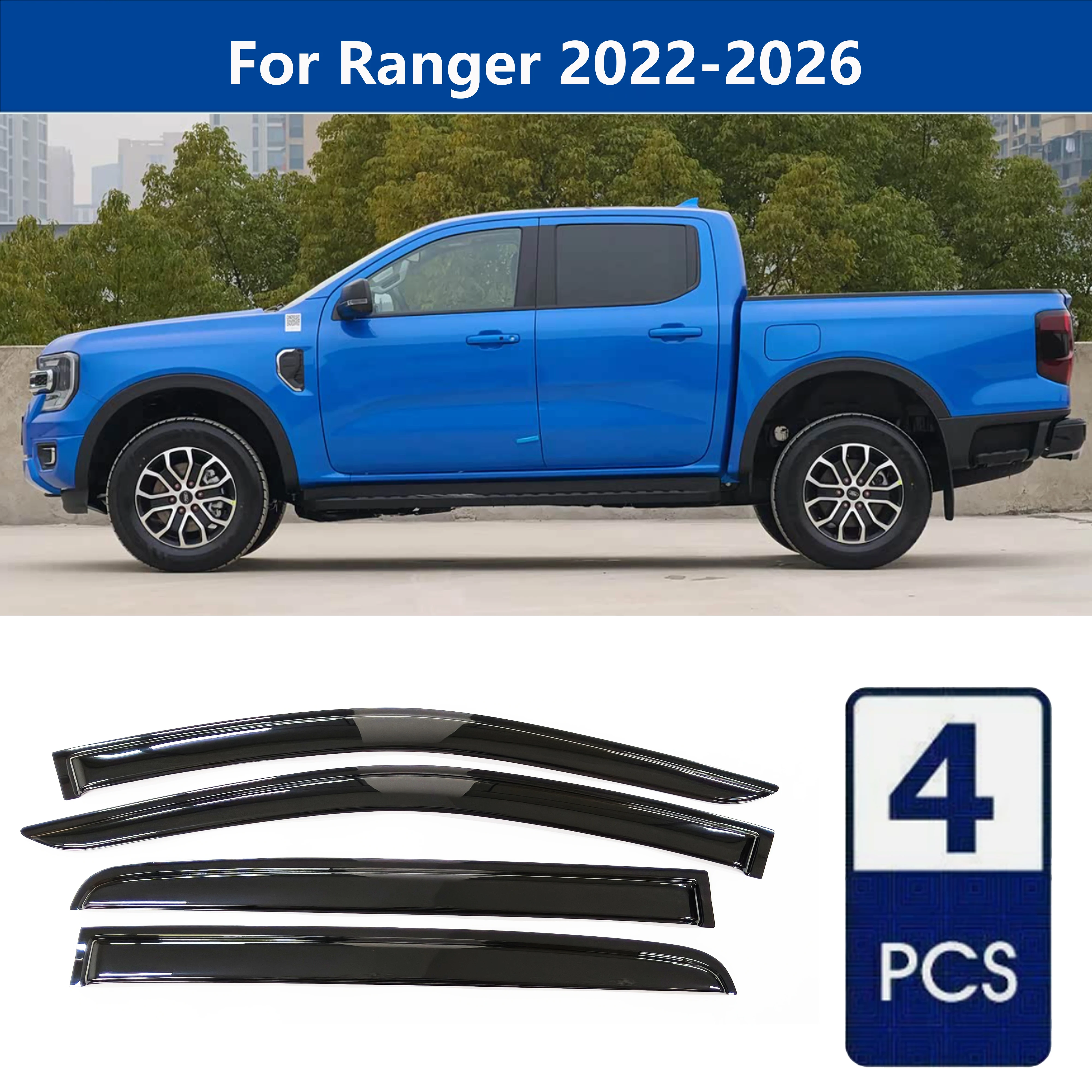 

Высококачественные дефлекторы окон AIBAP (4 шт., 1,8 мм) для Ford Ranger 2022-2026: защита от дождя и солнца