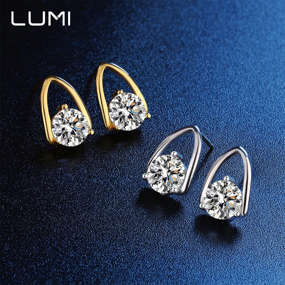 0.5-1 CT أناقة L شكل مويسانيتي وأقراط للنساء 100% 925 أقراط فضية مجوهرات فاخرة القرط GRA معتمد