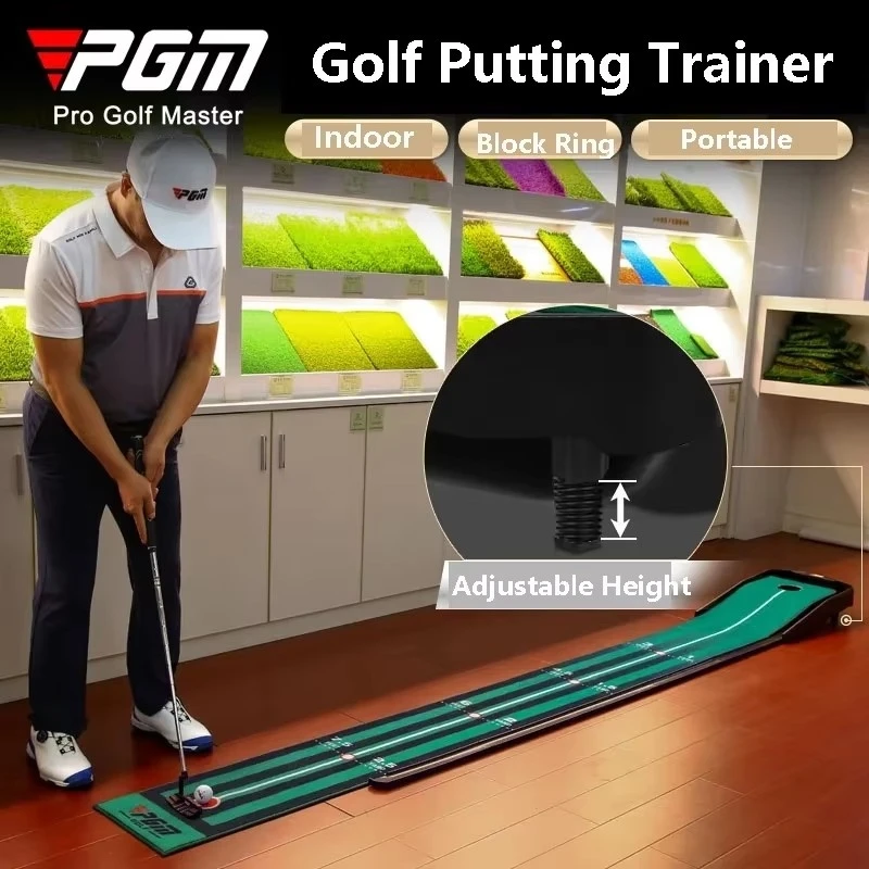 

PGM Golf Putting Mat Adjustable Slope Portable Indoor Golf Putter Trainer Anti-slip Rubber Practice Mat with Ball Return Fairway