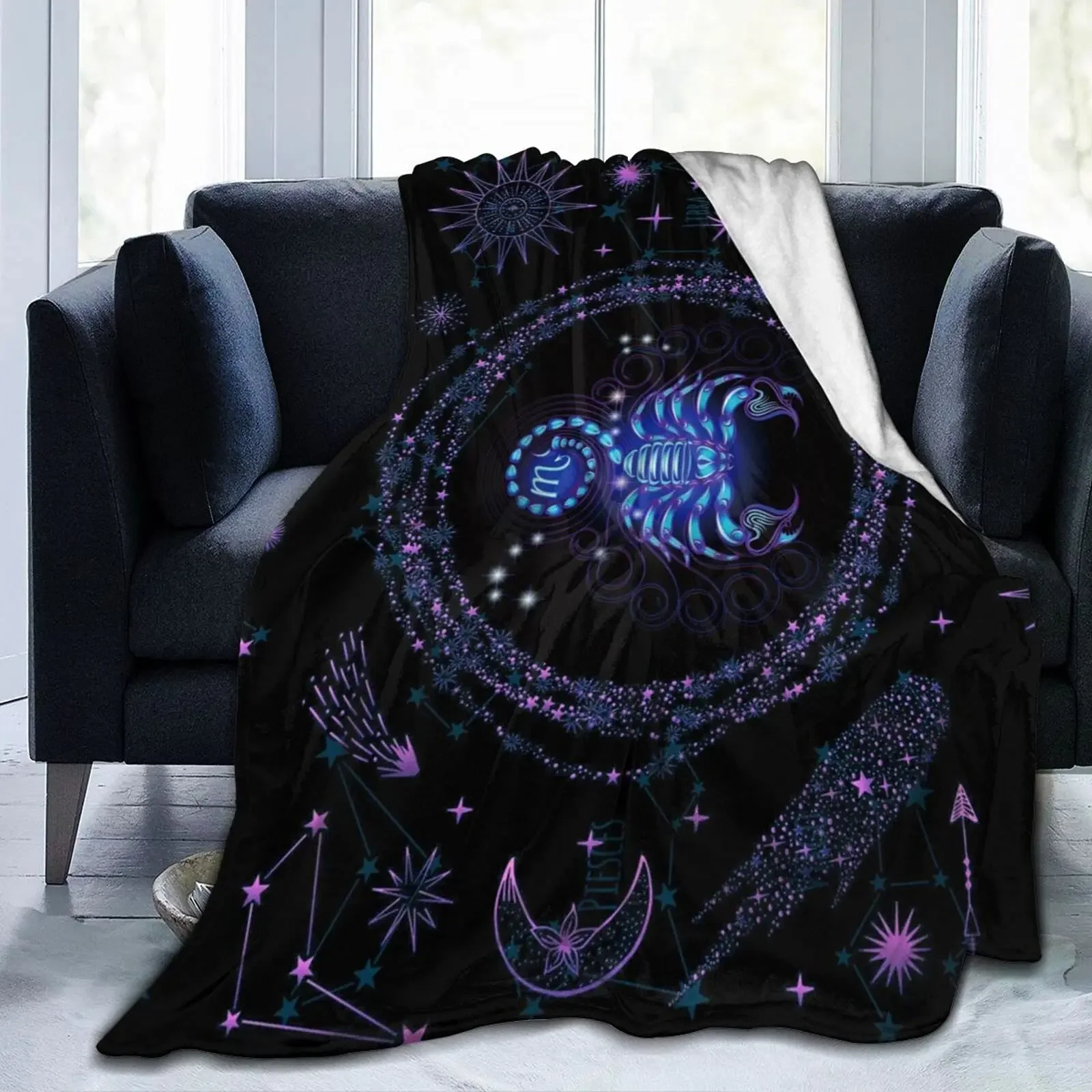 Scorpio Throw Blanket Flannel Constellations Blanket Warm Super Soft 12 Horoscope Astrology Throw Blankets Constellation Theme