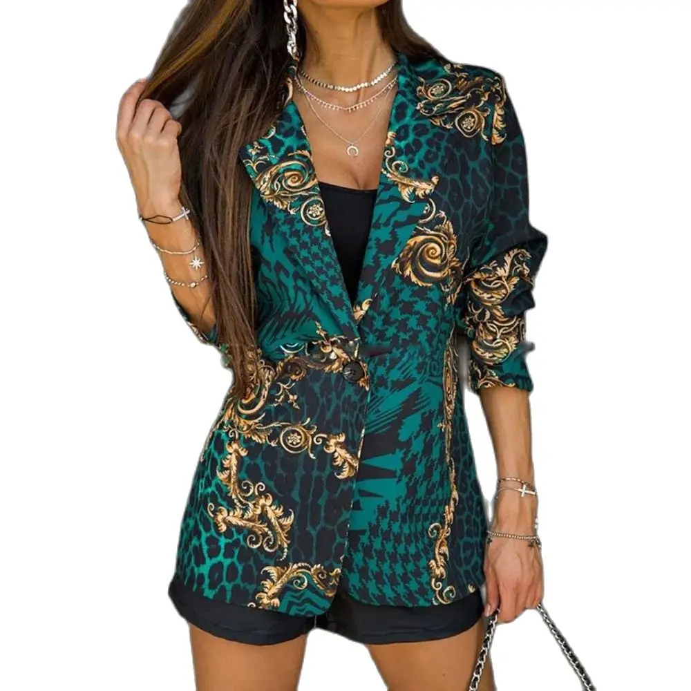 

2024 Spring And Autumn New European And American Ladies Suits Amazon Cross-border Wish Long Sleeve Fashion Printed Jacket Tide.