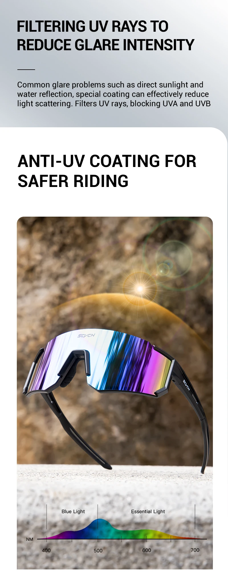 SCVCN Radfahren Brille Fahrrad Sonnenbrille Männer UV400 Brillen Sport MTB Outdoor Brille Fahrrad Frauen Sonnenbrille Multi Farbe Reiten – Detail 6