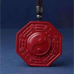 Fashion Cinnabar Jade Tai Chi Eight Trigrams Pendant Necklace Jewelry Chinese Healing Women Men Lucky Gift Sweater Chain