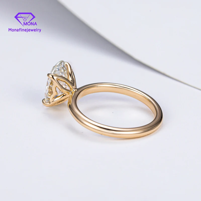 Wholesale Price Jewelry 14K Solid Real Gold 6X8mm Oval Hybird Cut Moissanite Engagement Ring For Women