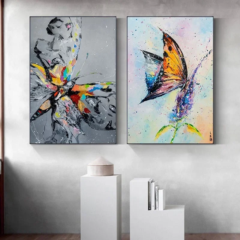 Modern Simple Retro Wall Art Colourful Butterflies HD Canvas Print Poster Home Living Room Bedroom Decorative Painting