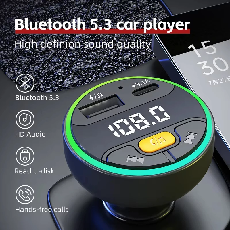 

Wireless Bluetooth Car FM Transmitter with HiFi Sound & Dual QC3.0 Quick Charge MP3 Decoder Hands-Free Call for Car Audio Music