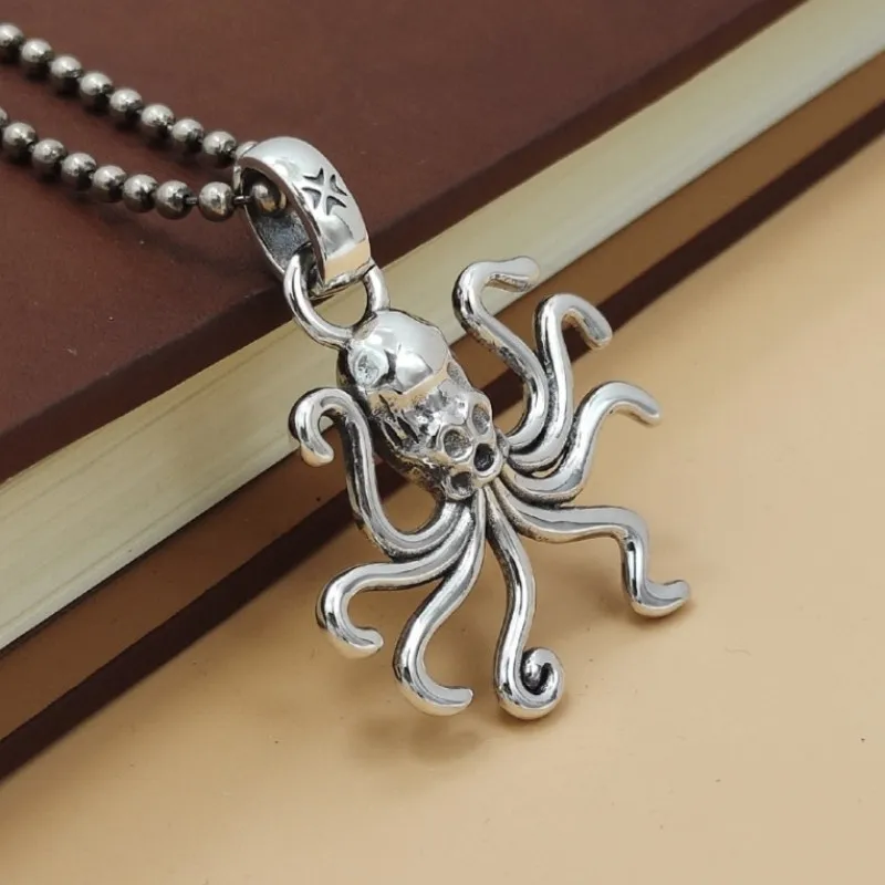 100% S925 Sterling Silver Pendants for Men Women 2023 New Fashion Octopus Marine Organism Pure Argentum Amulet Punk Jewelry