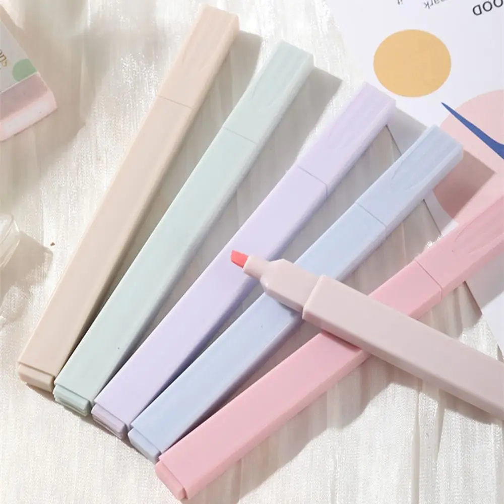 6Pcs Cute Aesthetic Fluorescent Pen Soft Tip School Office Supplies Highlighters Pens Pastel Highlighters Marker Pen