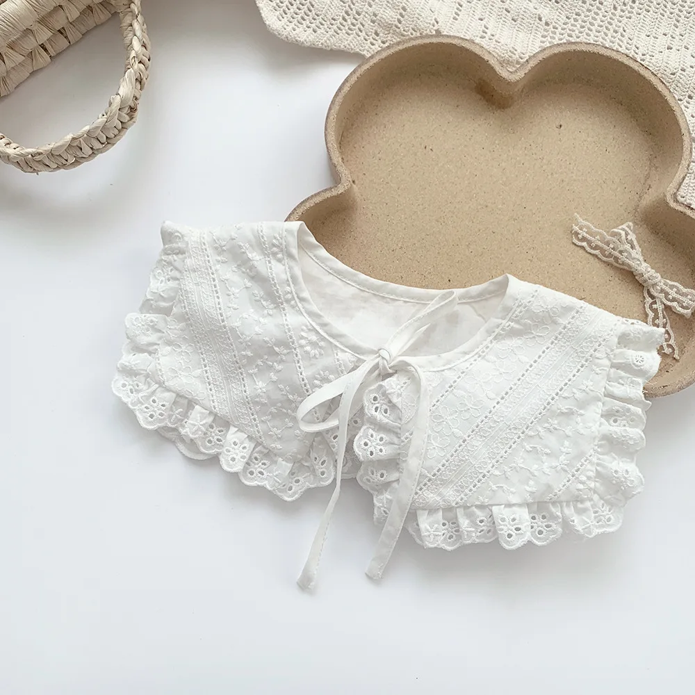 Korean Style New Spring Summer Cotton Floral Printed Baby Girls Ruffles Bibs Infants Accessiories Toddlers Kids False Collars