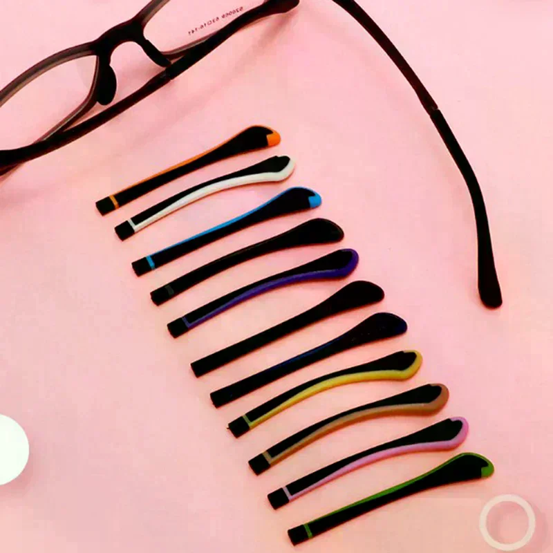 Tungsten Carbon Rubber Square Hole Glasses Foot Cover Eyeglasses Anti-skid Sleeve Soft Silicone Prevent Allergies Ear Hook 1Pair