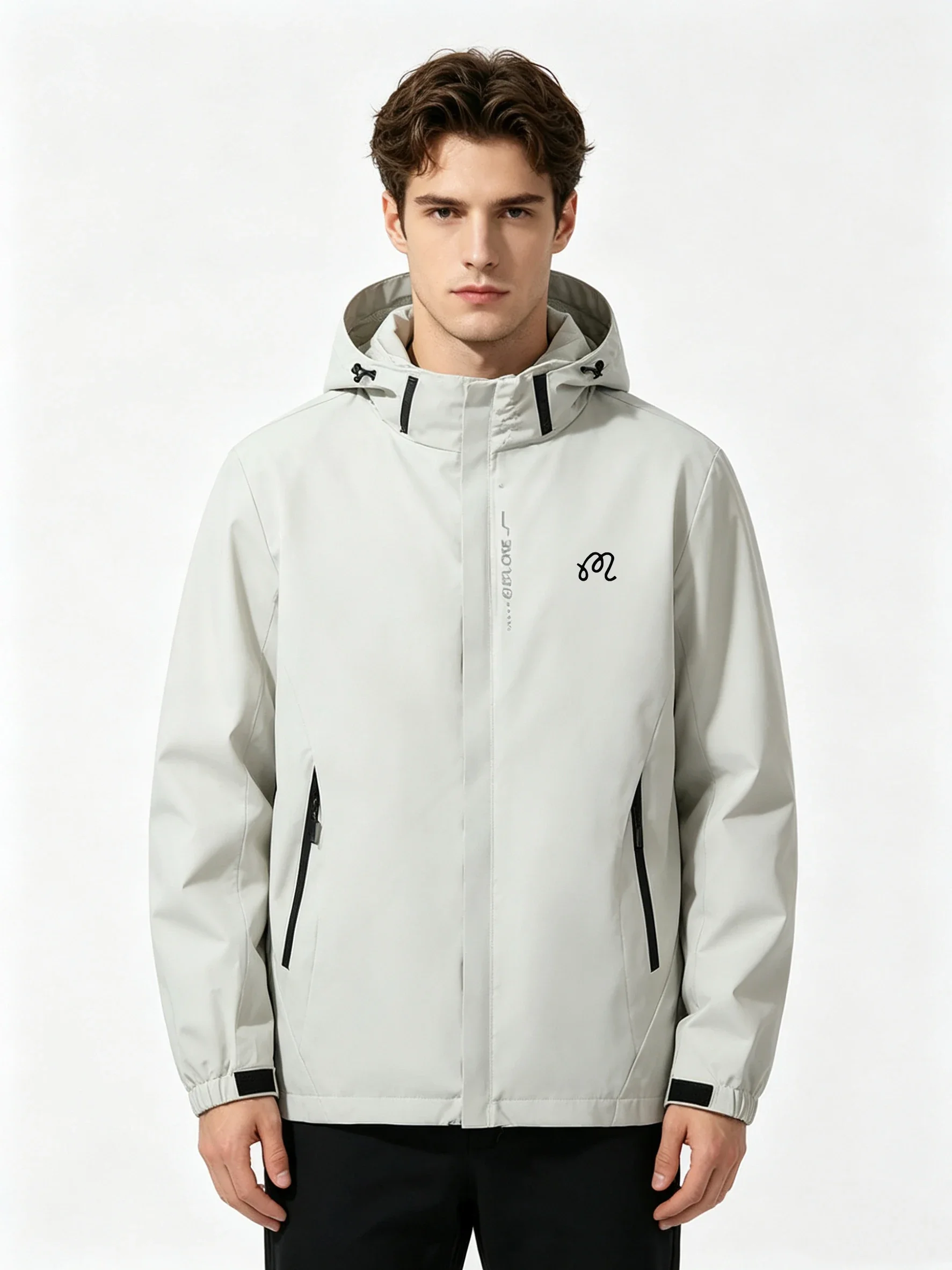 Men's windproof and waterproof jacket coat - lightweight outerwear with hood for outdoor use -mountain climbing windproof jacket