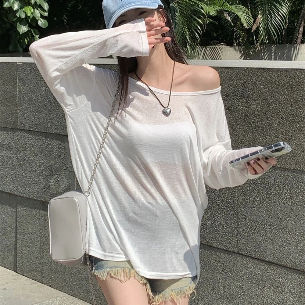 Women Summer Sun Protection Chiffon Shirt Thin Mesh Pullover Transparent Loose Fit Breathable UV Blocking Chic Apparel