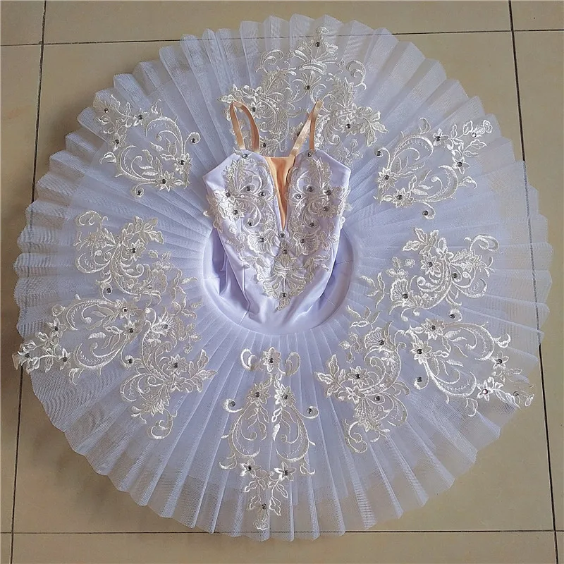 

White Professional Ballet Tutu Dress Embroidered Costumes Kid Girl Swan Dance Wear Ballet Leotards Women Dress Female Dance Suit