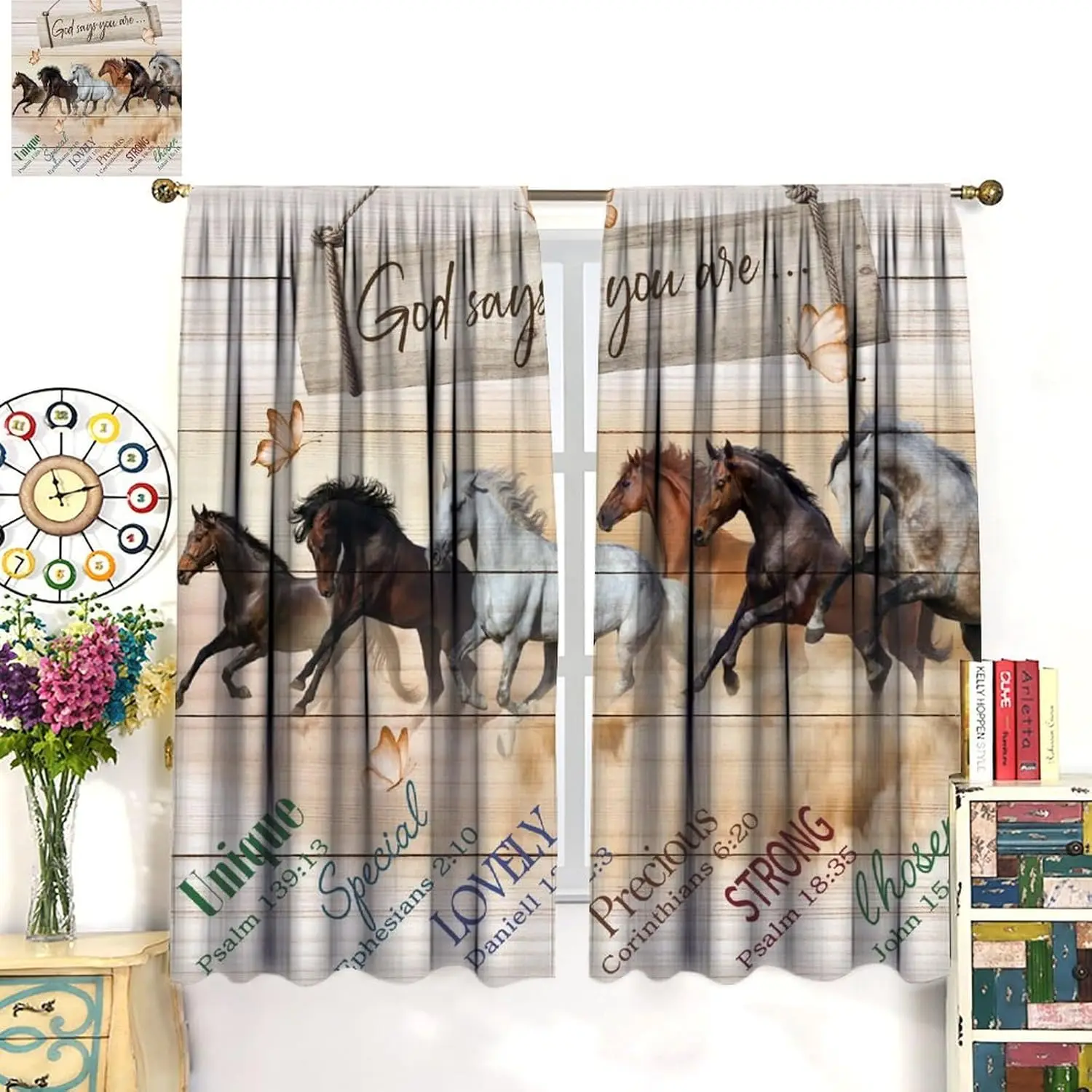 Christian Bible Verse Curtain God Says You Are Inspirational Horse Tapestry Home Decor Rustic Faith Wall Hanging Shower Curtain