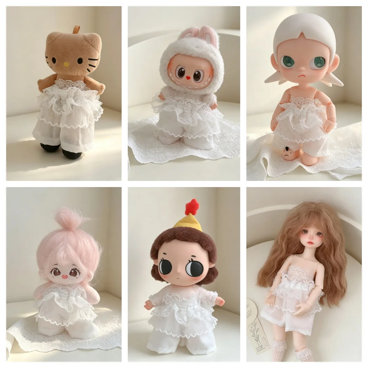 New Lace Flower Rompers Tube Top 2Pcs Set Fit 10-15cm Mini Idol Doll Accessories DIY Dress Up Plush Doll Fans Girls Gifts