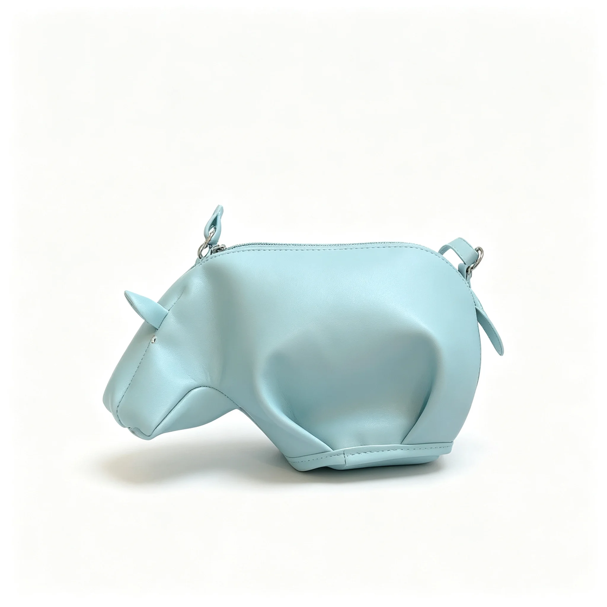 Black White Blue Hot Pink Cute Hippo Shape Soft Leather Mini Crossbody Bag PU Leather Women Animal Purse Phone Shoulder Handbag