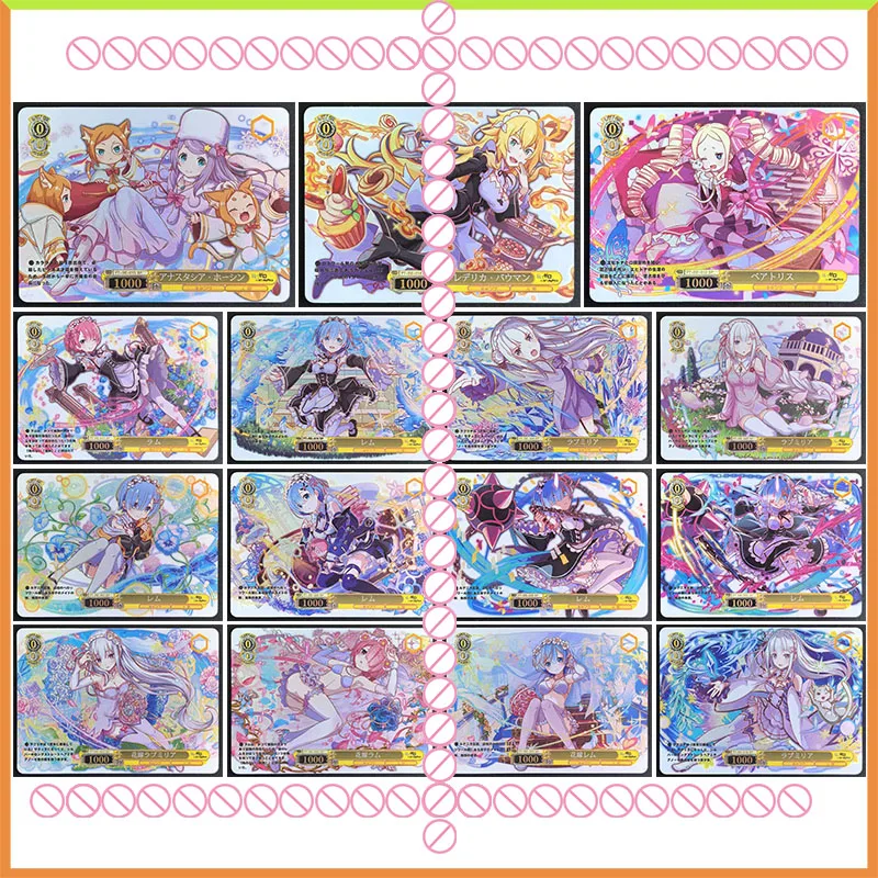

Anime Goddess Story DIY ACG Refraction Collectible Card Rem Ram Emilia Hetaro Satella Beatrice Felt Toy for boy Birthday Present