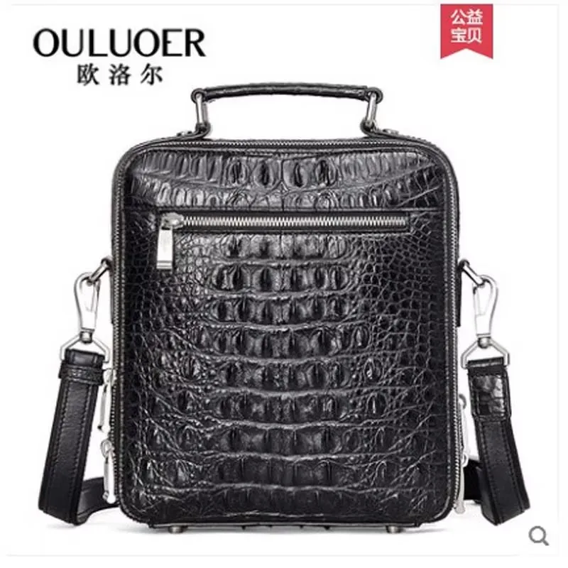 ouluoer crocodile single shoulder bag for men cross body casual business handbag leather  men's bag