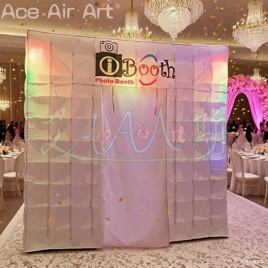 

Стабильная и большая надувная фотобудка с логотипом внутри и красочными светодиодными фонарями для вечеринок/свадебных мероприятий, забавная